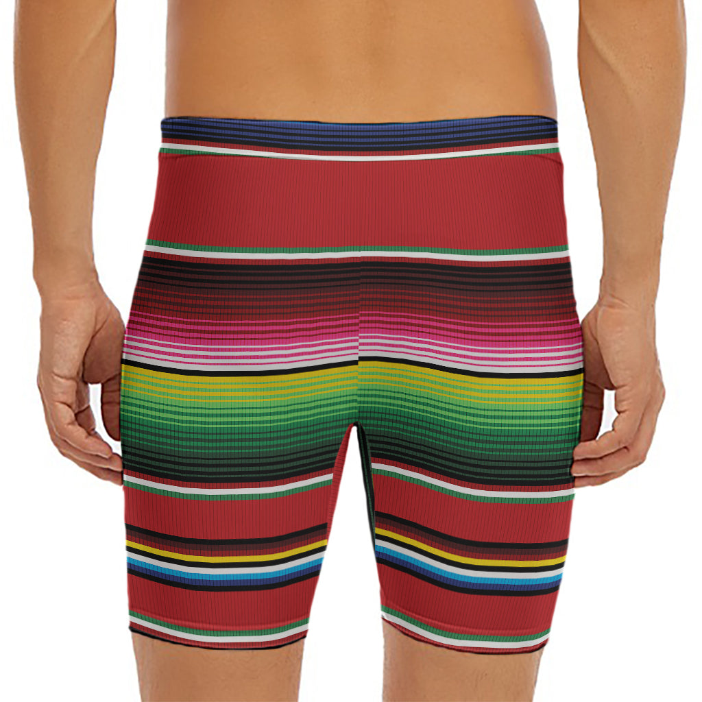 Mexican Serape Blanket Pattern Print Men's Long Boxer Briefs