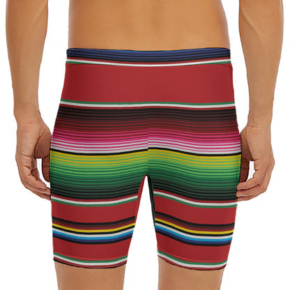 Mexican Serape Blanket Pattern Print Men's Long Boxer Briefs