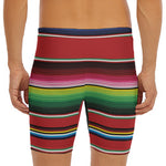 Mexican Serape Blanket Pattern Print Men's Long Boxer Briefs