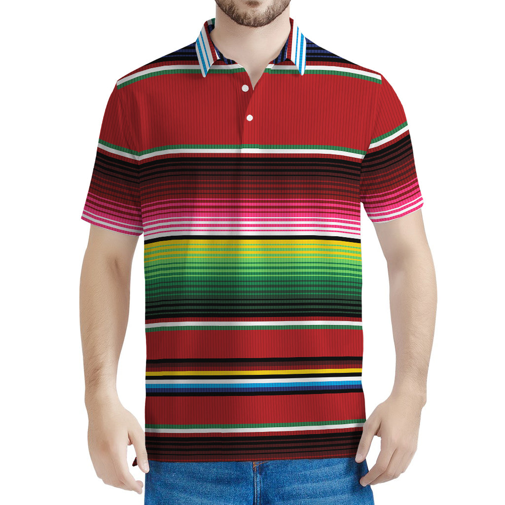 Mexican Serape Blanket Pattern Print Men's Polo Shirt