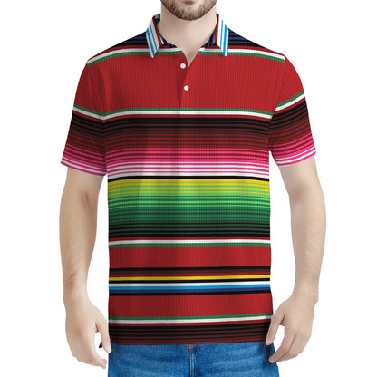 Mexican Serape Blanket Pattern Print Men's Polo Shirt