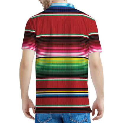 Mexican Serape Blanket Pattern Print Men's Polo Shirt