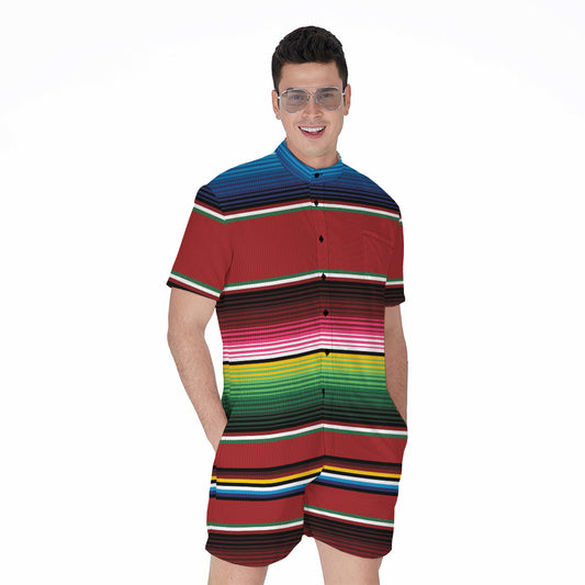 Mexican Serape Blanket Pattern Print Men's Rompers