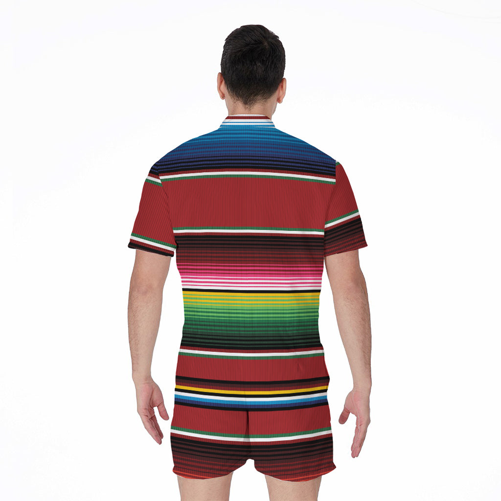Mexican Serape Blanket Pattern Print Men's Rompers