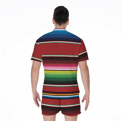 Mexican Serape Blanket Pattern Print Men's Rompers