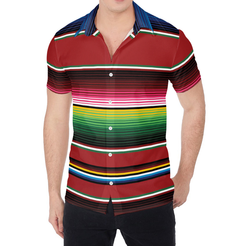 Mexican Serape Blanket Pattern Print Men's Shirt