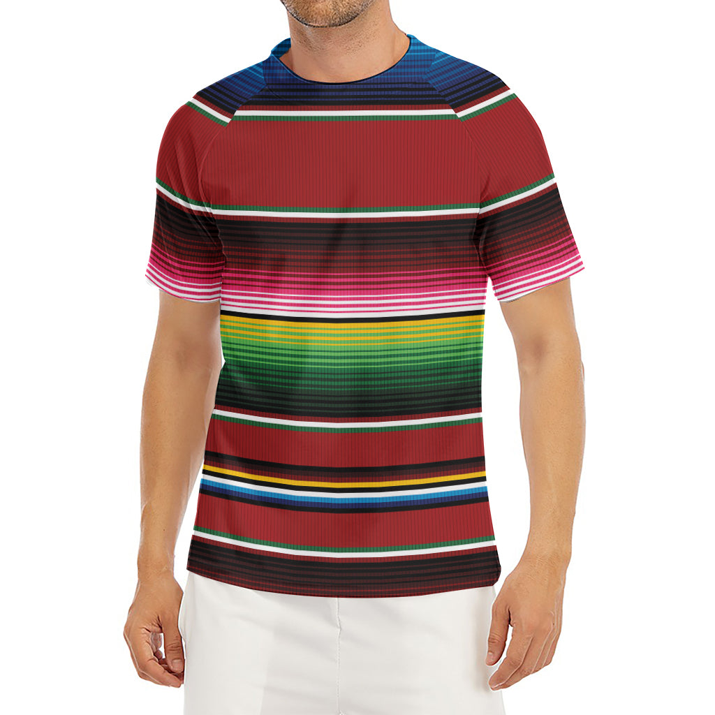 Mexican Serape Blanket Pattern Print Men's Short Sleeve Rash Guard