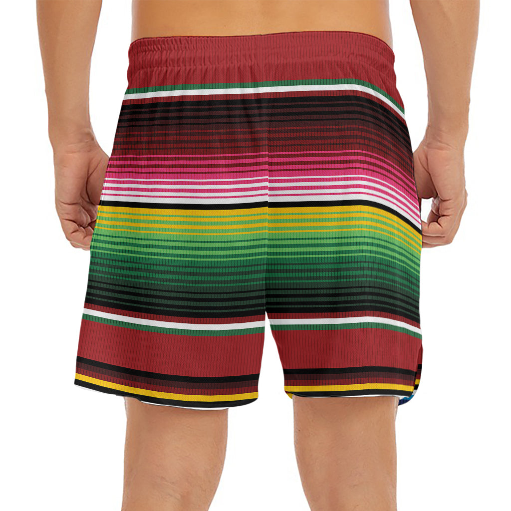 Mexican Serape Blanket Pattern Print Men's Split Running Shorts