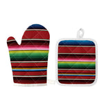 Mexican Serape Blanket Pattern Print Oven Mitt And Pot Holder Set