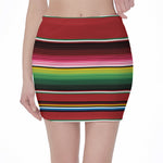 Mexican Serape Blanket Pattern Print Pencil Mini Skirt