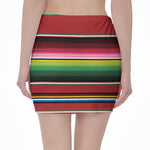 Mexican Serape Blanket Pattern Print Pencil Mini Skirt