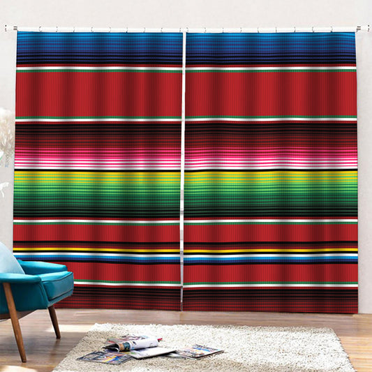 Mexican Serape Blanket Pattern Print Pencil Pleat Curtains