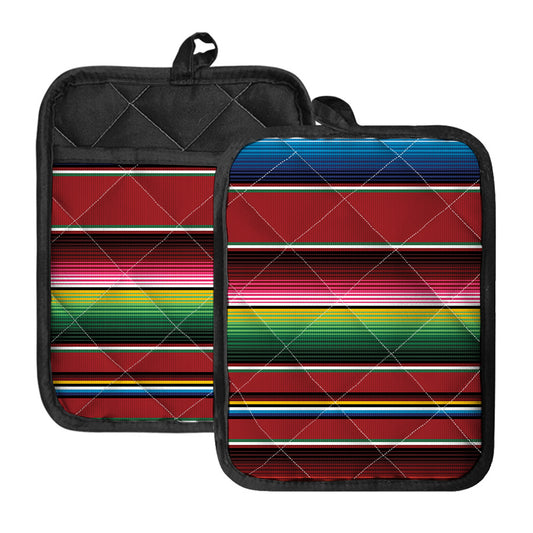 Mexican Serape Blanket Pattern Print Pot Holders With Pocket