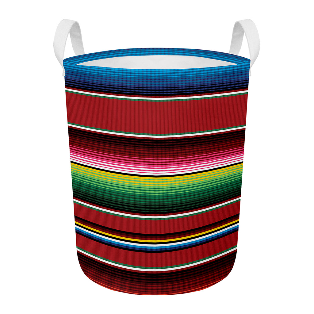 Mexican Serape Blanket Pattern Print Round Laundry Basket