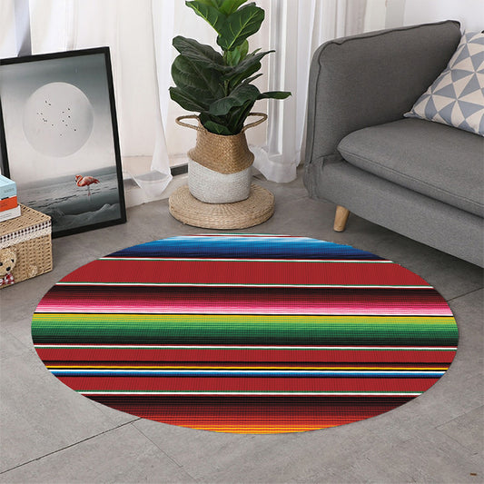 Mexican Serape Blanket Pattern Print Round Rug