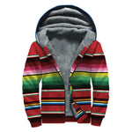 Mexican Serape Blanket Pattern Print Sherpa Lined Zip Up Hoodie