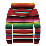 Mexican Serape Blanket Pattern Print Sherpa Lined Zip Up Hoodie