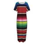 Mexican Serape Blanket Pattern Print Short Sleeve Long Nightdress