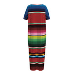 Mexican Serape Blanket Pattern Print Short Sleeve Long Nightdress