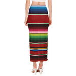Mexican Serape Blanket Pattern Print Side Slit Maxi Skirt