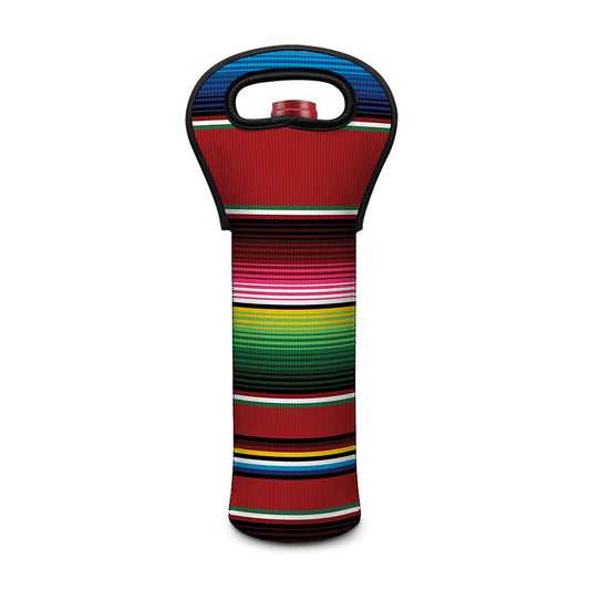 Mexican Serape Blanket Pattern Print Single Neoprene Wine Tote