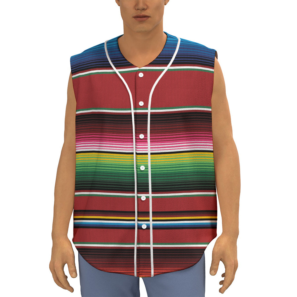 Mexican Serape Blanket Pattern Print Sleeveless Baseball Jersey