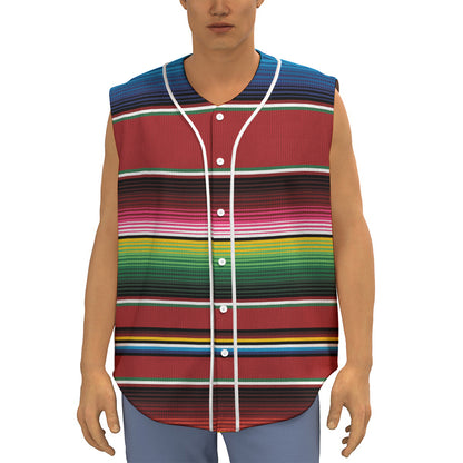 Mexican Serape Blanket Pattern Print Sleeveless Baseball Jersey