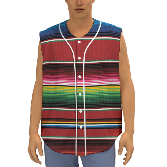Mexican Serape Blanket Pattern Print Sleeveless Baseball Jersey