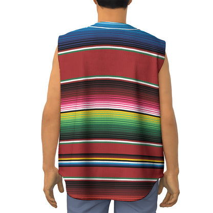 Mexican Serape Blanket Pattern Print Sleeveless Baseball Jersey