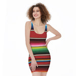 Mexican Serape Blanket Pattern Print Sleeveless Bodycon Dress