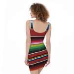 Mexican Serape Blanket Pattern Print Sleeveless Bodycon Dress