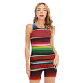 Mexican Serape Blanket Pattern Print Sleeveless One Piece Swimsuit