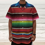 Mexican Serape Blanket Pattern Print Textured Short Sleeve Shirt