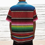 Mexican Serape Blanket Pattern Print Textured Short Sleeve Shirt