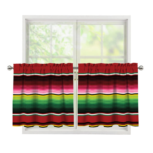 Mexican Serape Blanket Pattern Print Tier Curtains
