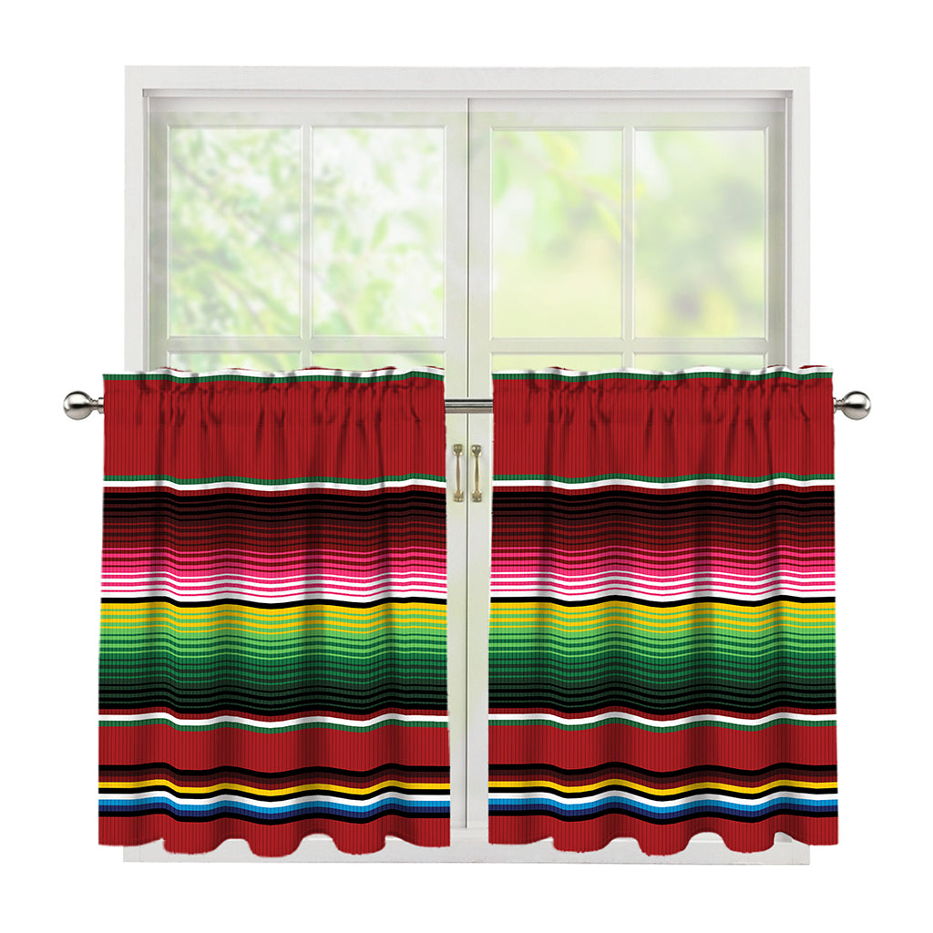 Mexican Serape Blanket Pattern Print Tier Curtains