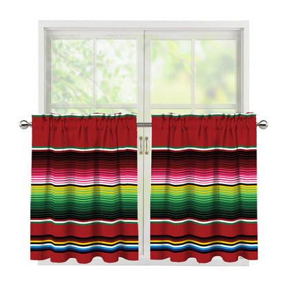 Mexican Serape Blanket Pattern Print Tier Curtains