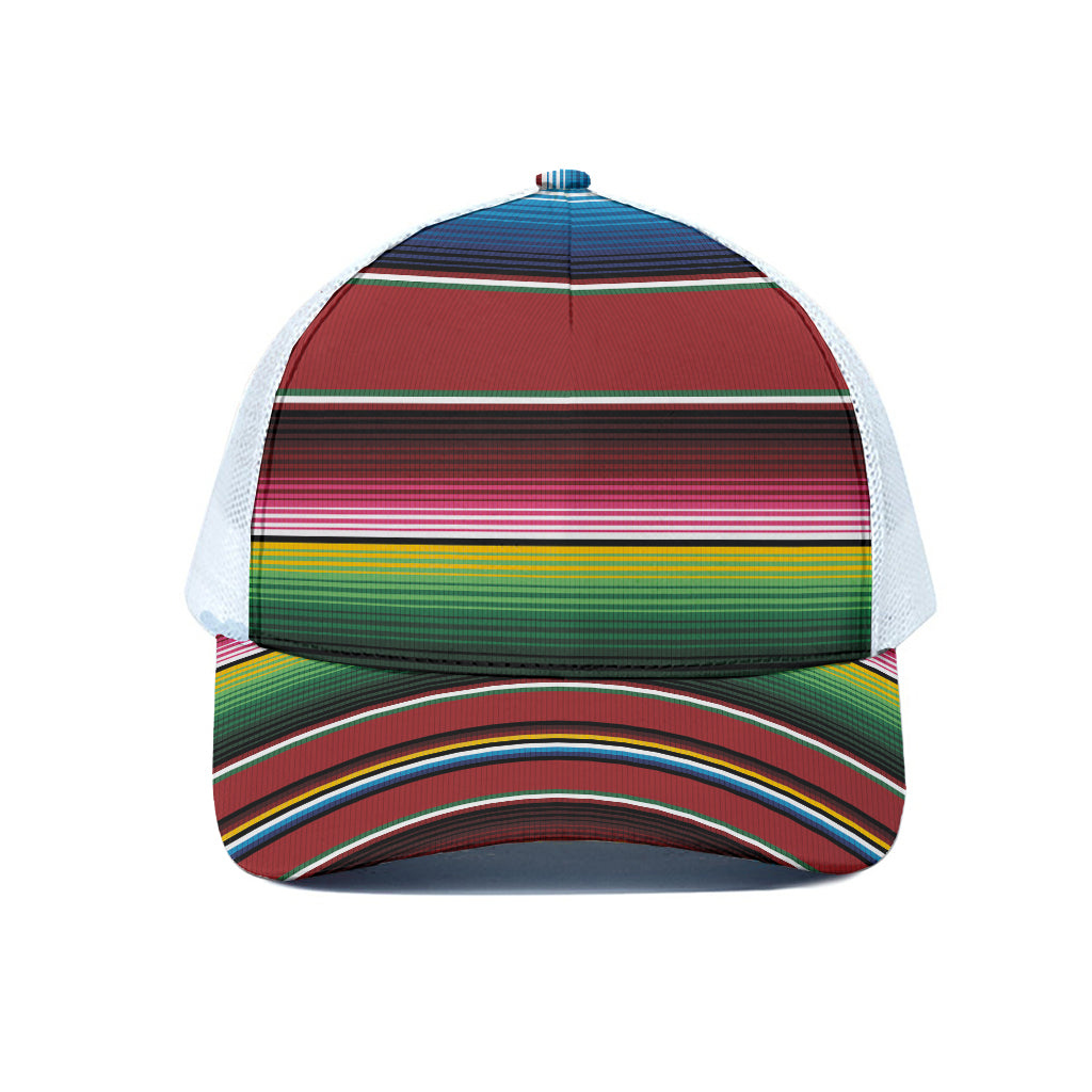 Mexican Serape Blanket Pattern Print White Mesh Trucker Cap