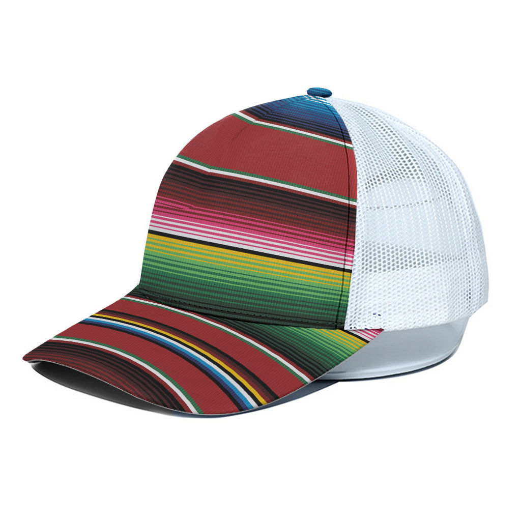Mexican Serape Blanket Pattern Print White Mesh Trucker Cap