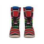 Mexican Serape Blanket Pattern Print Winter Boots