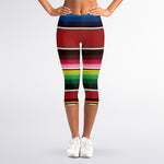 Mexican Serape Blanket Pattern Print Women's Capri Leggings