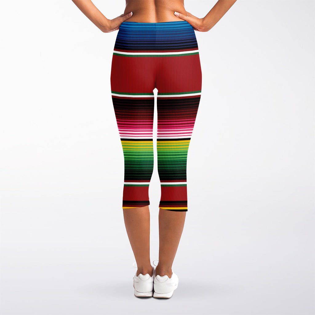 Mexican Serape Blanket Pattern Print Women's Capri Leggings