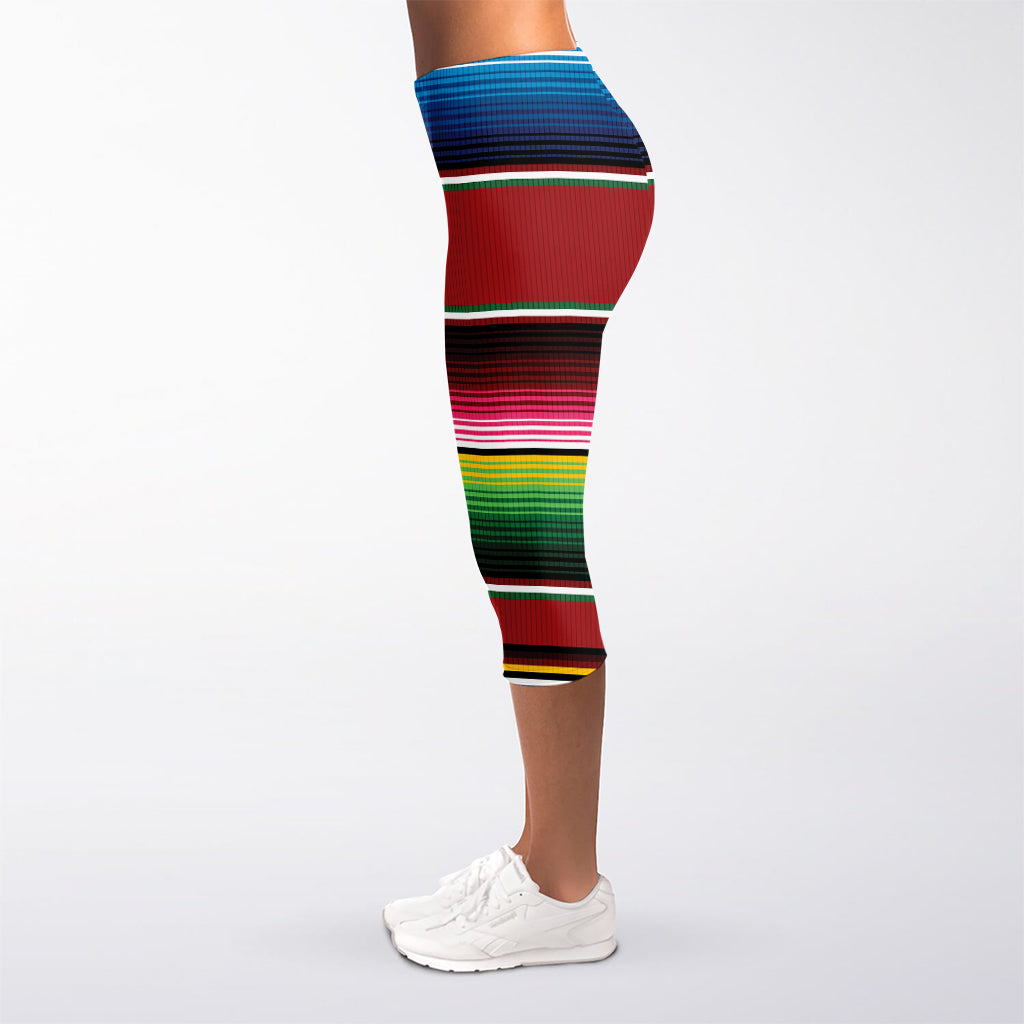 Mexican Serape Blanket Pattern Print Women's Capri Leggings