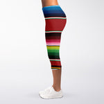 Mexican Serape Blanket Pattern Print Women's Capri Leggings