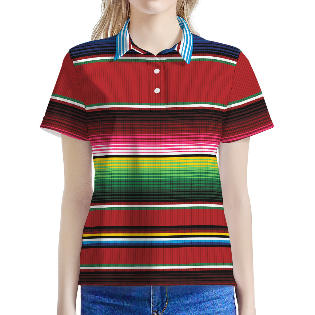 Mexican Serape Blanket Pattern Print Women's Polo Shirt