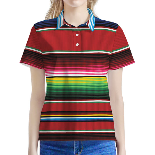 Mexican Serape Blanket Pattern Print Women's Polo Shirt