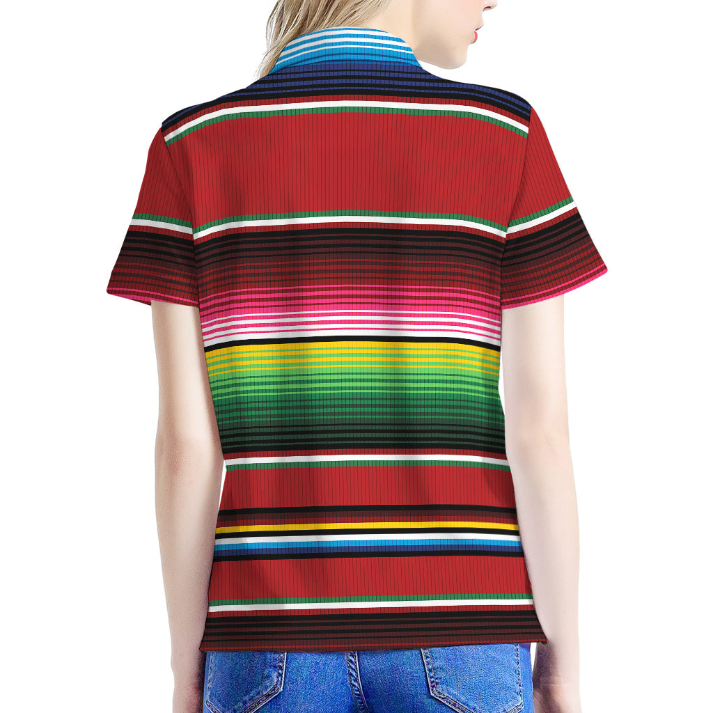 Mexican Serape Blanket Pattern Print Women's Polo Shirt