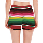 Mexican Serape Blanket Pattern Print Women's Split Running Shorts