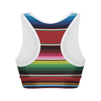 Mexican Serape Blanket Pattern Print Women's Sports Bra