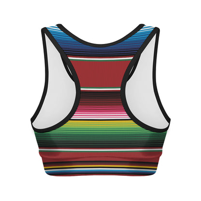 Mexican Serape Blanket Pattern Print Women's Sports Bra